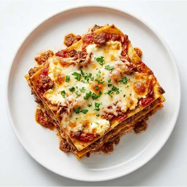 Classic Beef Lasagna with Ricotta & Marinara Sauce